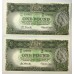 AUSTRALIA 1961 . ONE 1 POUND BANKNOTES . CONSECUTIVE PAIR